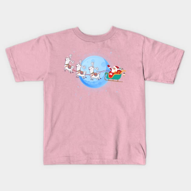 Santa Claus Riding Llama Kids T-Shirt by Skylane